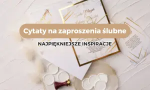 Najpiękniejsze krótkie cytaty ślubne na zaproszenia. Eleganckie złote zdobienia i pieczęcie z motywem serca.