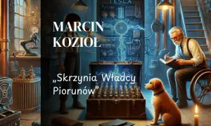 Marcin Kozioł i jego "Skrzynia Władcy Piorunów" - tajemnicze laboratorium pełne wynalazków, starych lamp i psiego towarzysza.