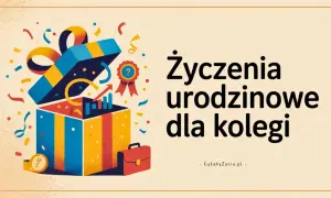 Kolorowy prezent z konfetti i wykresami, idealny na życzenia urodzinowe dla przyjaciela.