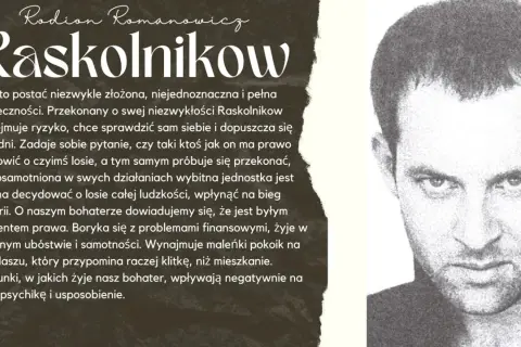 Portret Raskolnikowa, bohatera o złożonej psychice, który w **snach świdrygajłowa** zmaga się z własnymi dylematami moralnymi i poczuciem wyobcowania.