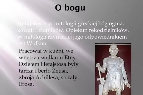 Posąg Hefajstosa, boga ognia i kowali, w greckiej mitologii. W rzymskiej mitologii znany jako Wulkan.