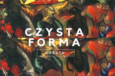 Dramat Witkacego "Czysta Forma" w debacie. Abstrakcyjne, ekspresyjne postacie w intensywnych barwach.