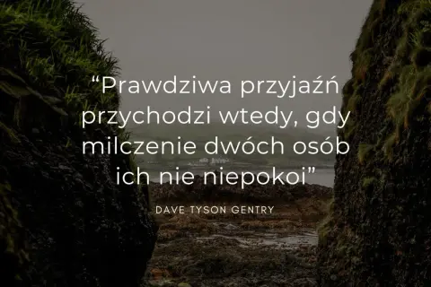 Prawdziwa przyjaźń przychodzi wtedy, gdy milczenie dwóch osób ich nie niepokoi" – cytaty o przyjaźni która się skończyła, na tle skalistego wybrzeża.