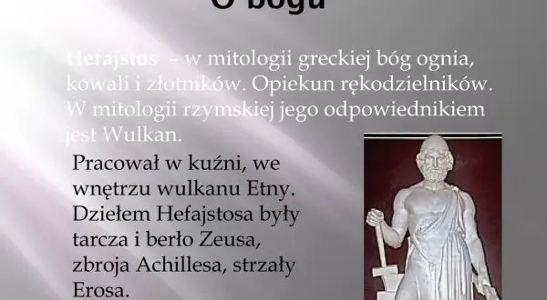 Posąg Hefajstosa, boga ognia i kowali, w greckiej mitologii. W rzymskiej mitologii znany jako Wulkan.