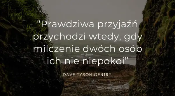 Prawdziwa przyjaźń przychodzi wtedy, gdy milczenie dwóch osób ich nie niepokoi" – cytaty o przyjaźni która się skończyła, na tle skalistego wybrzeża.