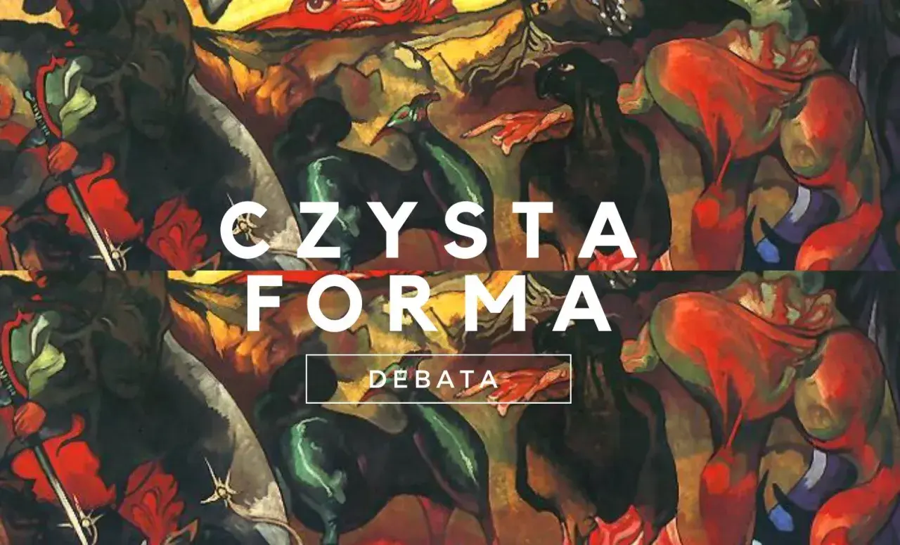 Dramat Witkacego "Czysta Forma" w debacie. Abstrakcyjne, ekspresyjne postacie w intensywnych barwach.