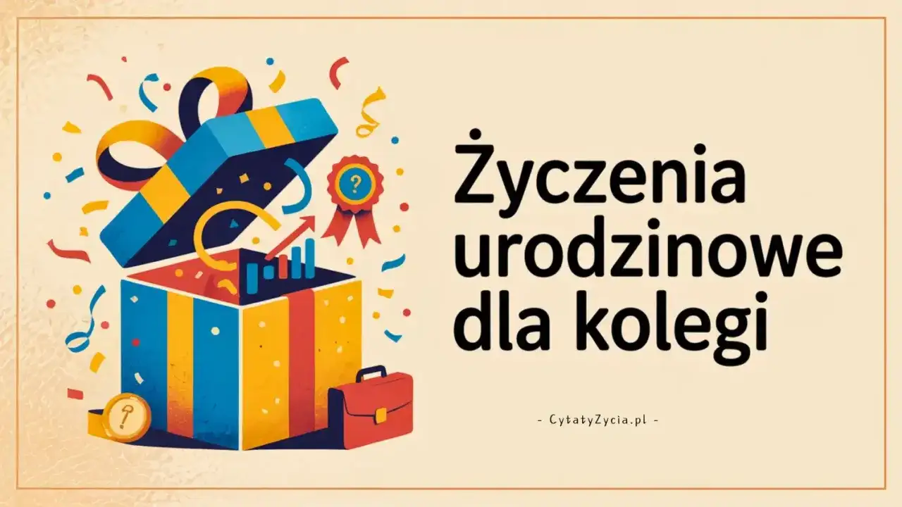 Kolorowy prezent z konfetti i wykresami, idealny na życzenia urodzinowe dla przyjaciela.