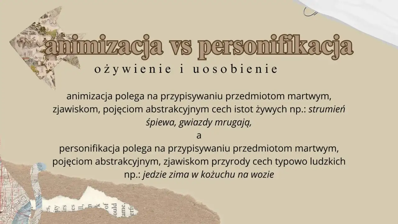 Ożywienie i uosobienie – rozróżnienie między animizacją a personifikacją, gdzie 