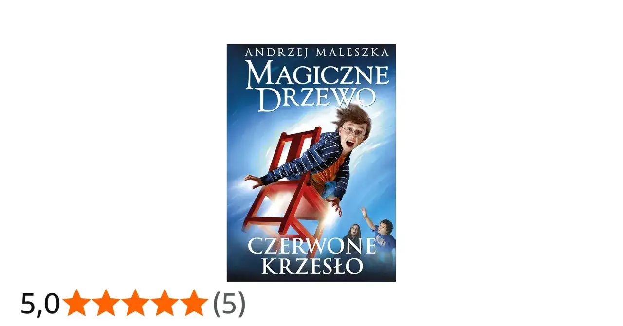 Chłopiec leci na czerwonym krześle, bohater książki