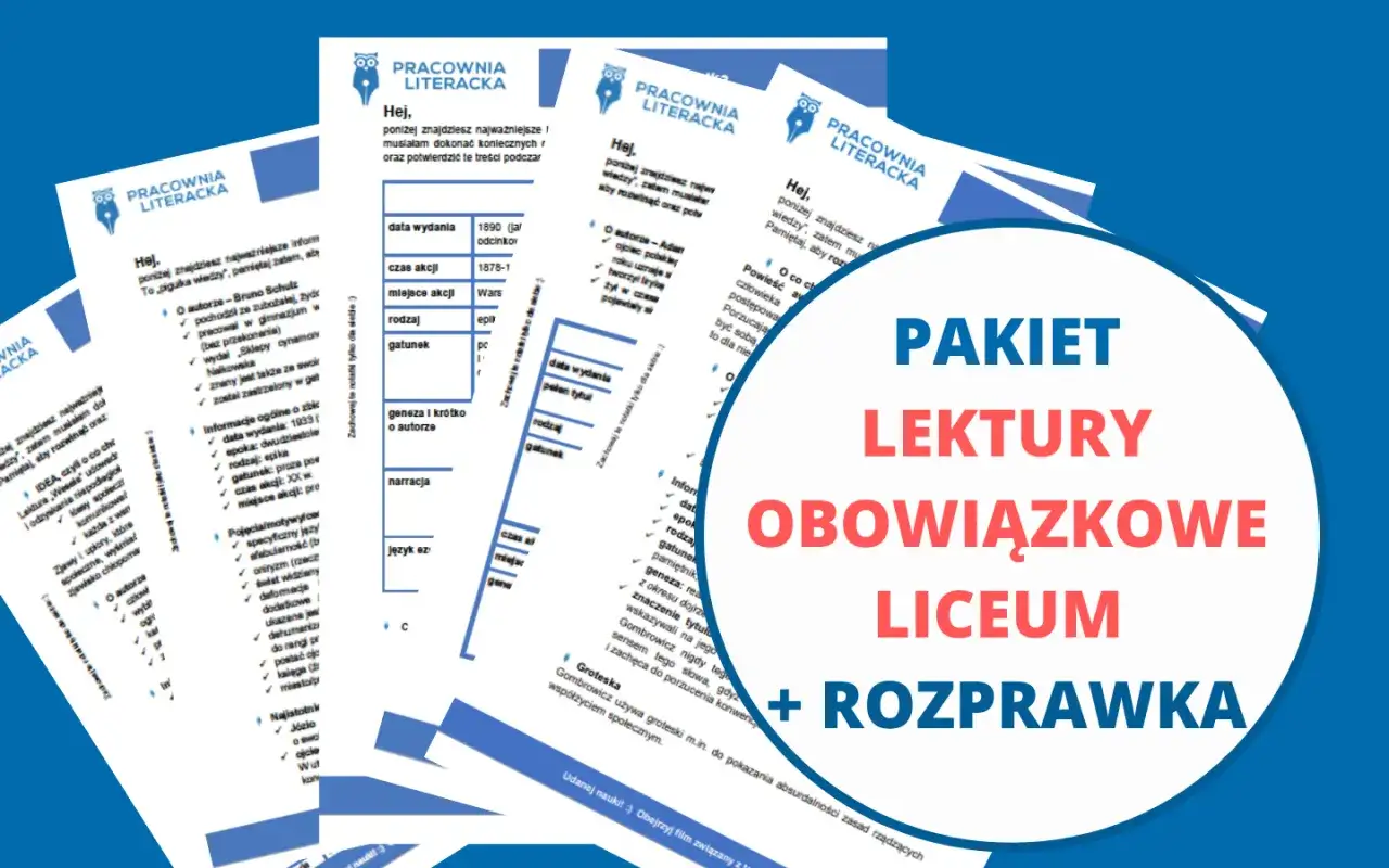Pakiet lektury obowiązkowe liceum. Streszczenie lektury i rozprawka pomogą Ci w nauce.