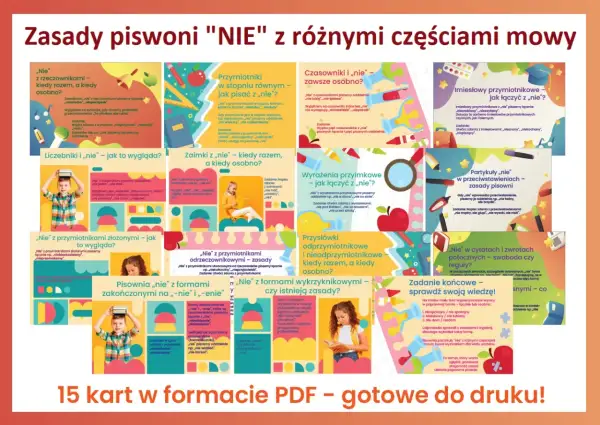 Zasady pisowni "nie" z różnymi częściami mowy.
